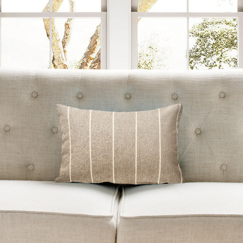 Coussin French Stripe, Plumes, Grège