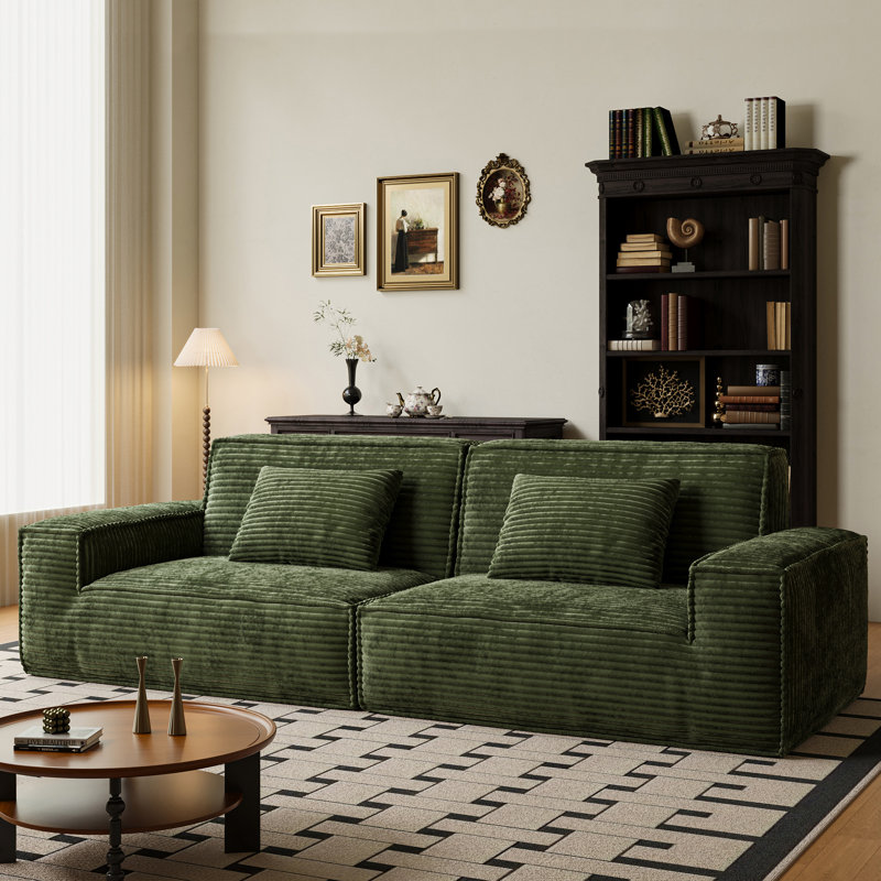106.3 Inch Upholstery Modular Sofa With 2 Throw Pillows