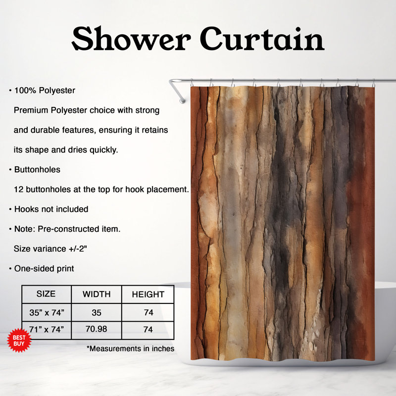 Rideau de douche abstrait, H 74 po x l 71 po
