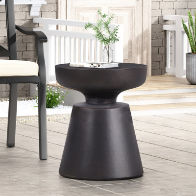 Table d'appoint de patio en béton léger, couleur cuivre, style minimaliste, aucun assemblage requis, gain de place, décoration extérieure en cuivre, style moderne et chic, installation instantanée