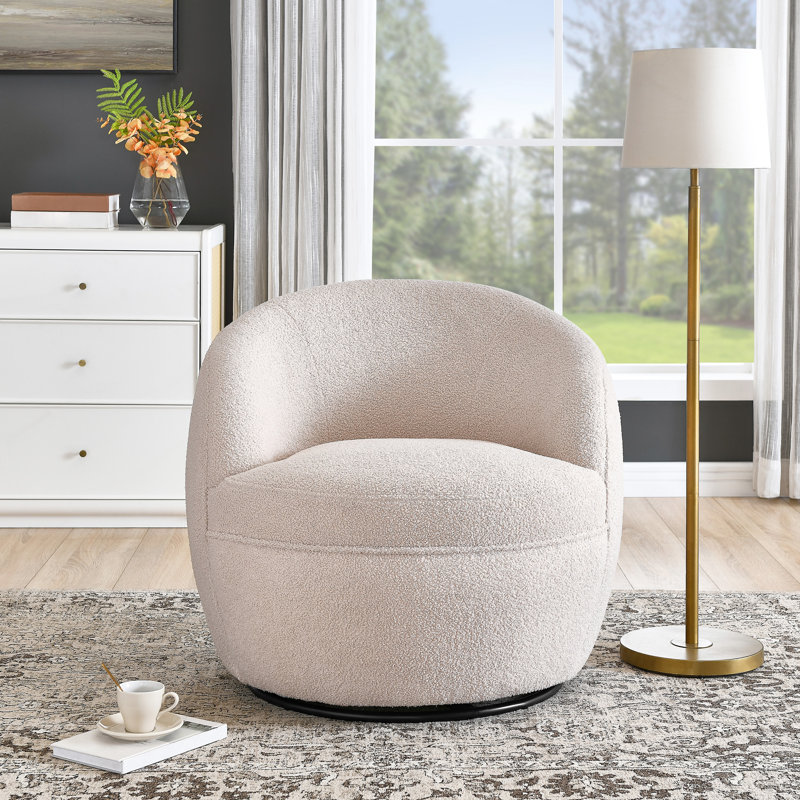 Fauteuil 360 pivotant beige avec housse et rembourrage pour le confort en beige, une mousse de fabrication durable, Beige
