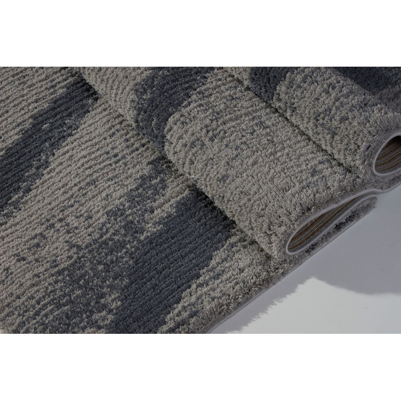 Tapis à motif abstrait gris Ralph, Rectangle 2 pi 7 po x 4 pi 11 po
