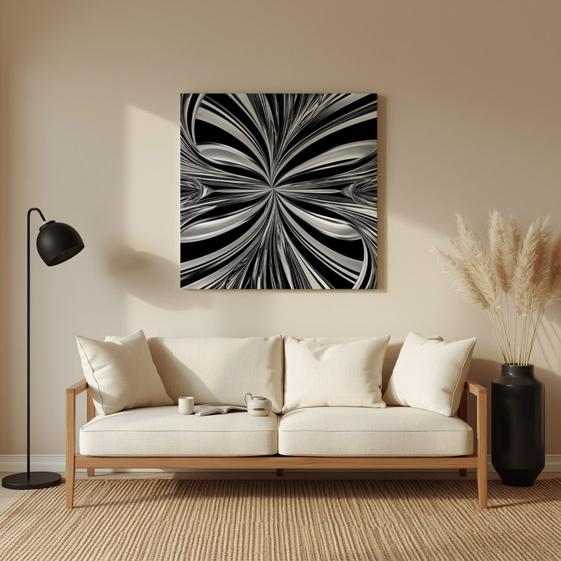 Art mural noir Op Art 3, H 192 po x l 192 po x P 0,05 po