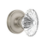 Crystal Fluted Oval Interior Mortise Door Knob with Classic Rosette
