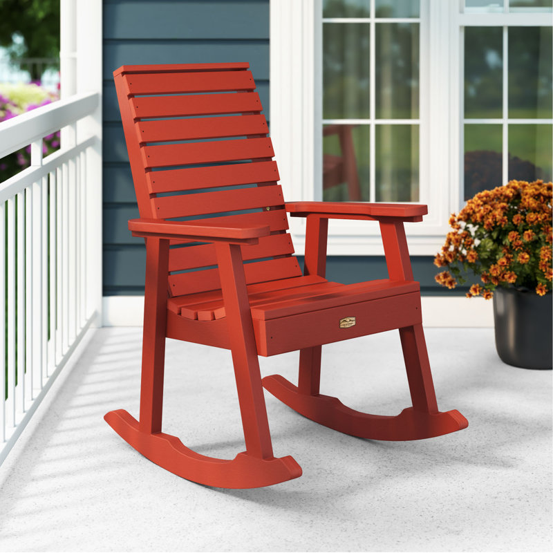Chaise berçante en plastique Elisiah, Rouge