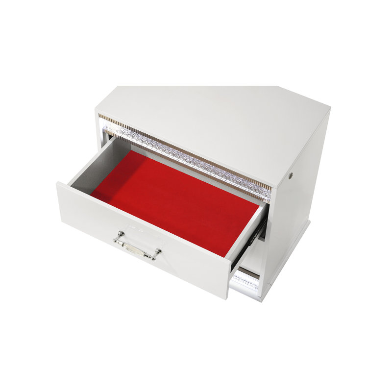 Table de chevet moderne blanche avec 2 tiroirs et table de chevet 2 lumières DEL