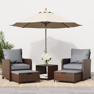 Idamarie Wicker Conversation Set with Ottoman 