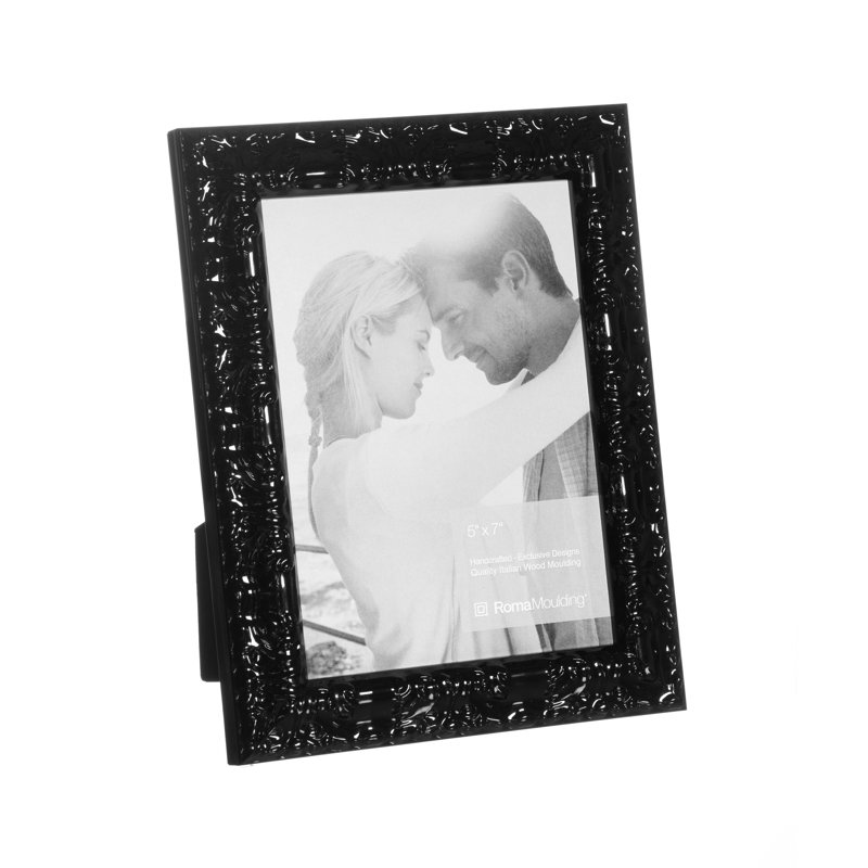 Cadre pour photo simple en bois embossé, 5 po x 7 po, Noir