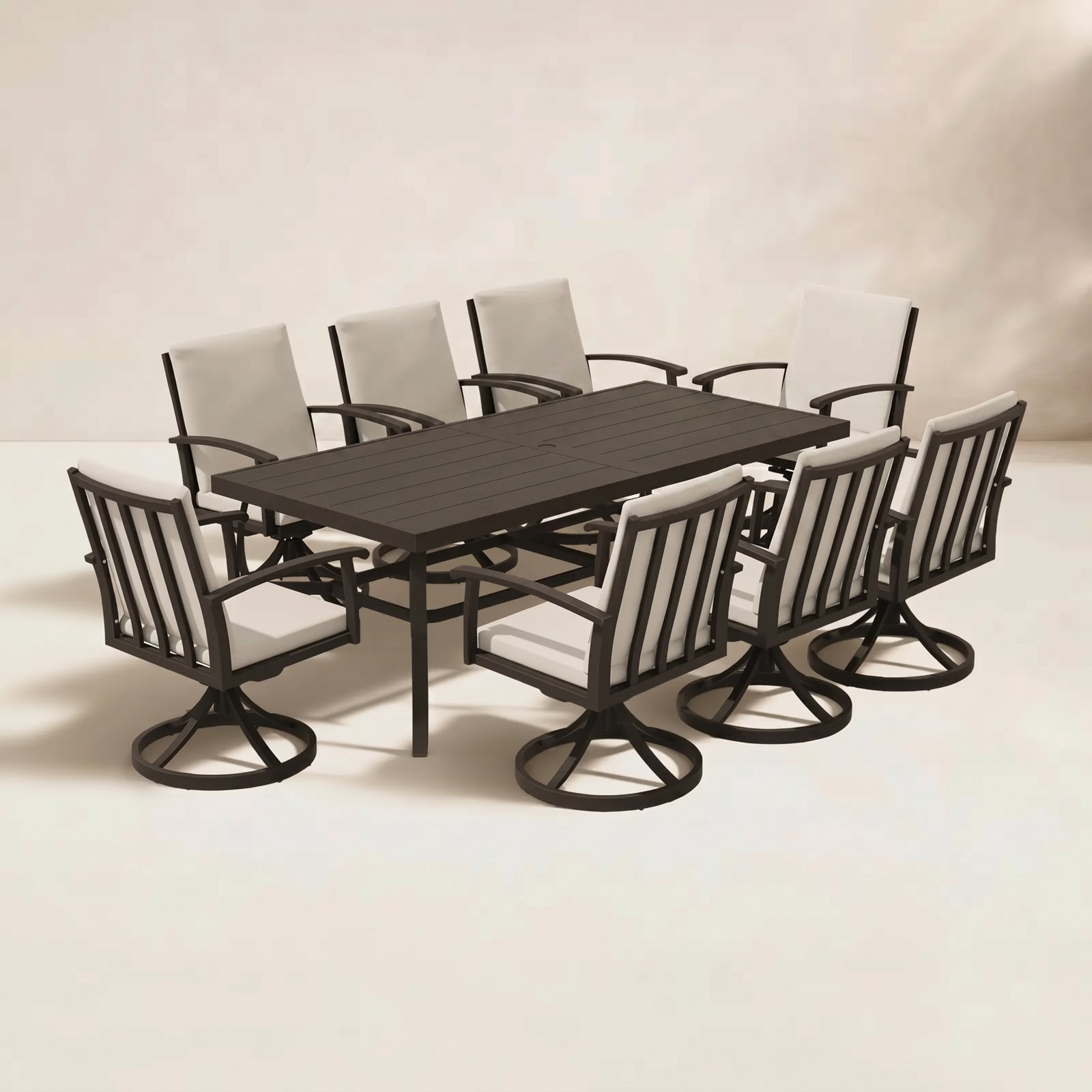 Whittlesey 84" Patio Dining Set, Dark Brown, 8