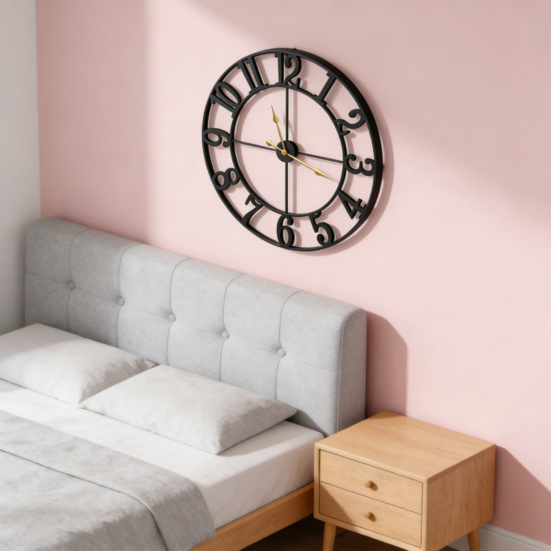 Horloge murale surdimensionnée de 40 pouces avec chiffres arabes, décor de ferme moderne pour le salon, mouvement à quartz silencieux, cadre en métal noir mat