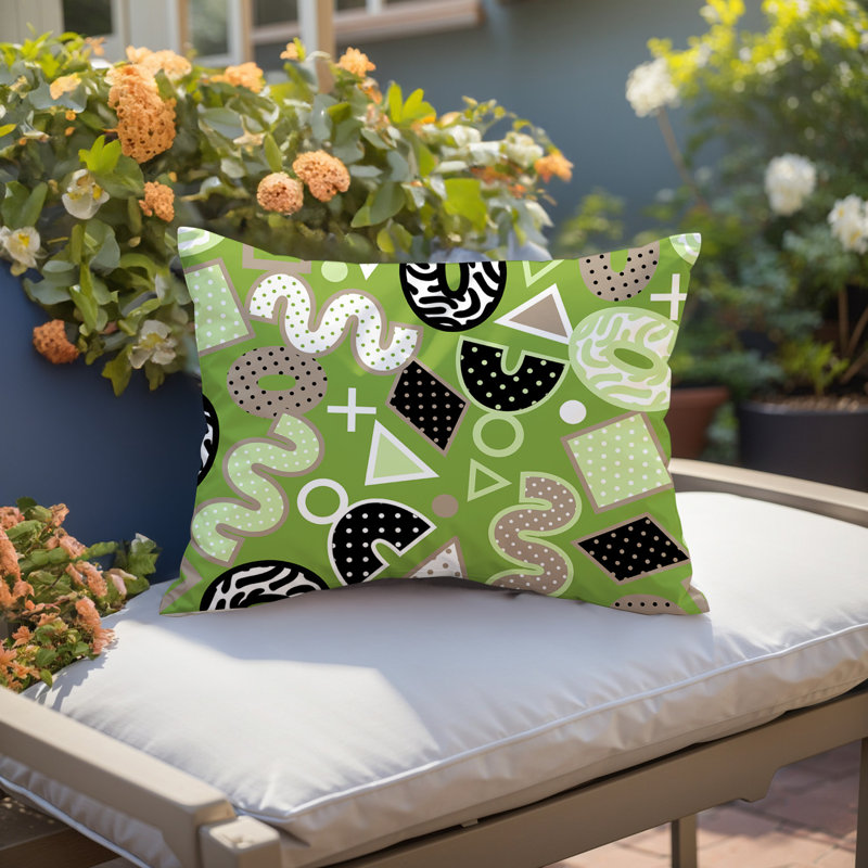 Coussin lombaire réversible intérieur / extérieur Zyra, Rectangle H 14 po x l 20 po, Chartreuse