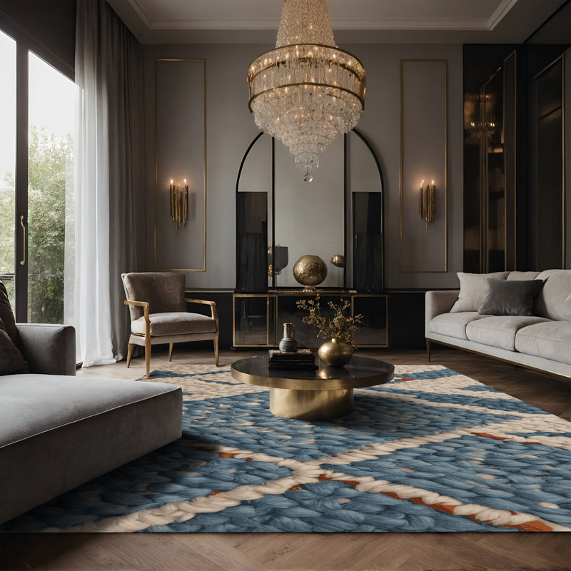 Tapis beige soyeux et moelleux, Rectangulaire 3 pi x 5 pi
