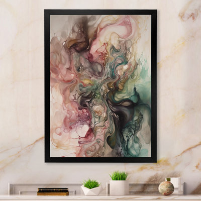 Pink Green Inner Worlds Of Marble I - Abstract Geometric Wall Art