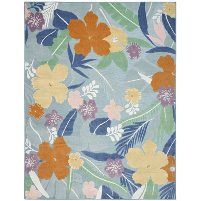 Tapis tropical multicolore bleu 7 pi 10 po x 9 pi 10 po Megan
