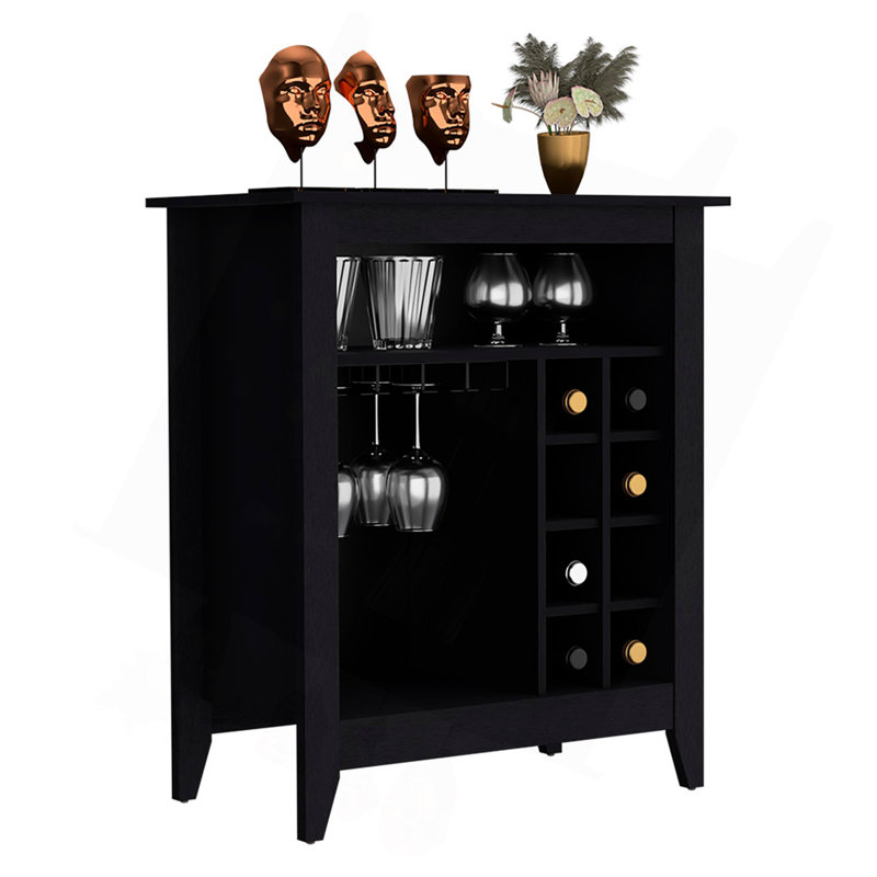Bar, château, une tablette ouverte, six casiers à vin, Noir