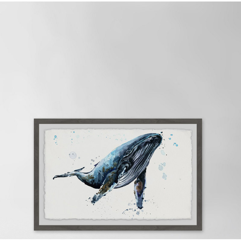Strinko «Watercolor Blue Whale», reproduction d'art encadrée sur papier, H 12 po x l 18 po x P 1,5 po