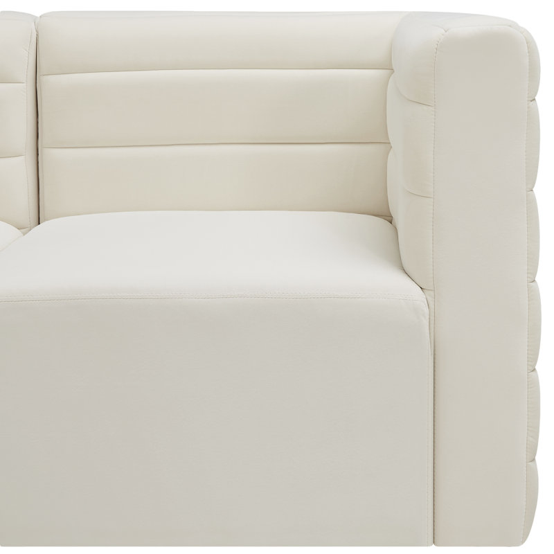 Fauteuil modulaire en velours Enso, Velours crème