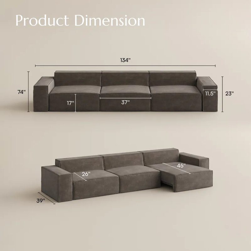 Canapé-lit Barrett Power, H 27,16 po x l 133,86 po x P 39,37 po, 4, Kaki