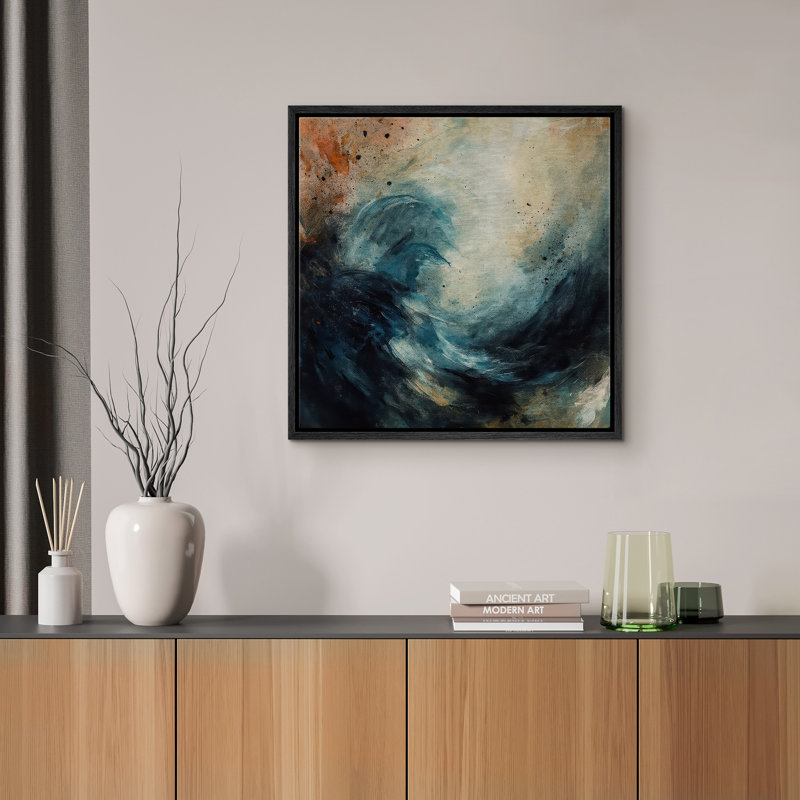 Reproduction d'art encadrée sur toile pour décor moderne neutre, H 16 po x l 16 po, Noir
