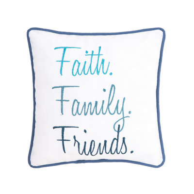 Faith Family Friends Embroidered Throw Pillow