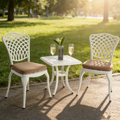 3-Piece Patio Bistro Set With Cushion For Garden Brunch & Balcony Casual Gatherings