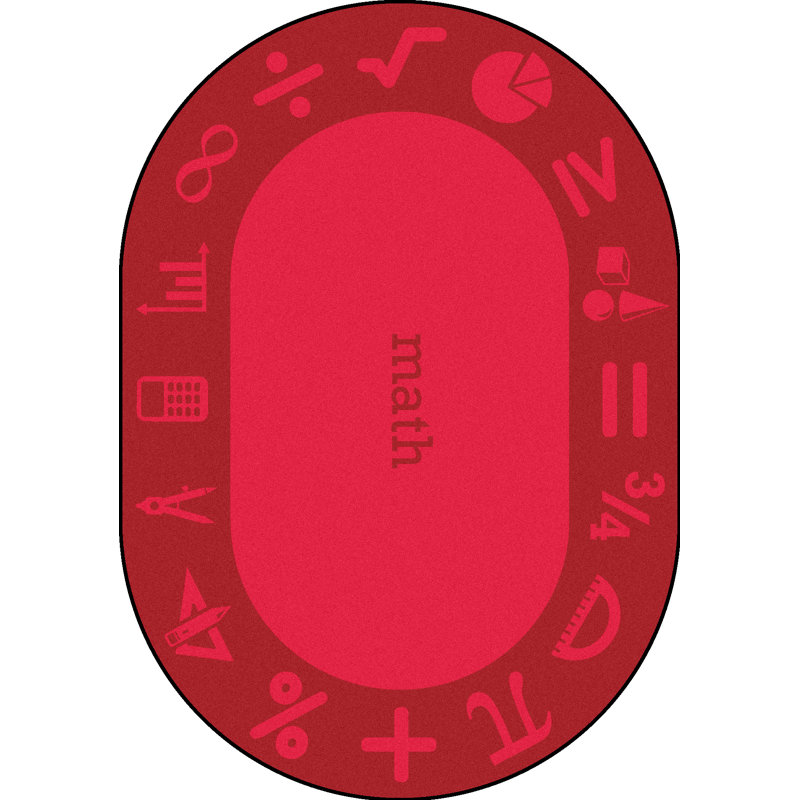 Tapis rouge Steam Math par Joy Carpets, Ovale 5 pi 4 po x 7 pi 8 po