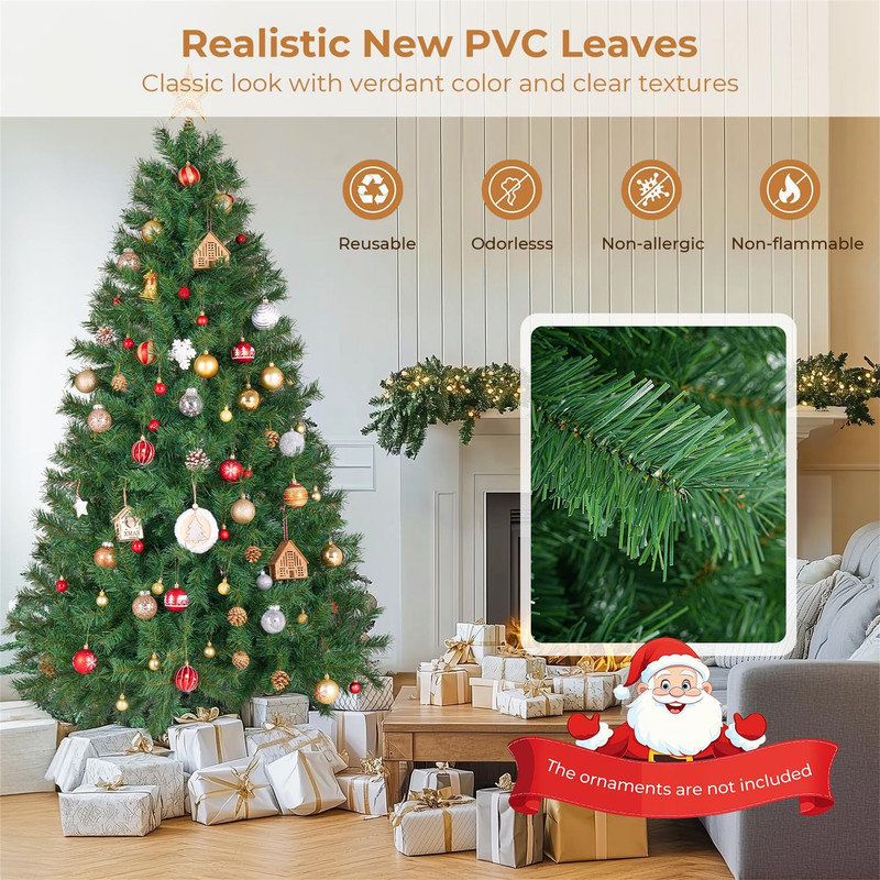6 ft Green Spruce Artificial Christmas Tree with Metal Stand