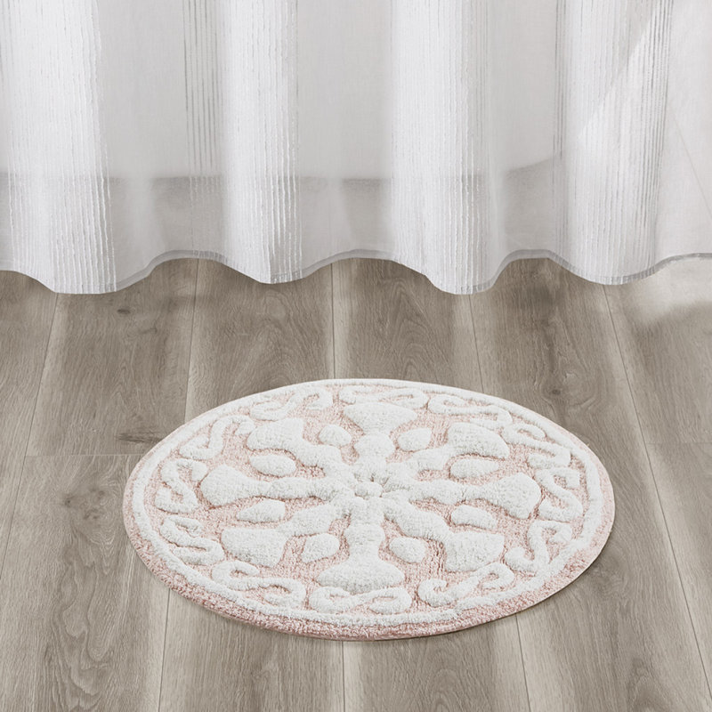 Medallion Cotton Tufted Bath Rug, Pink
