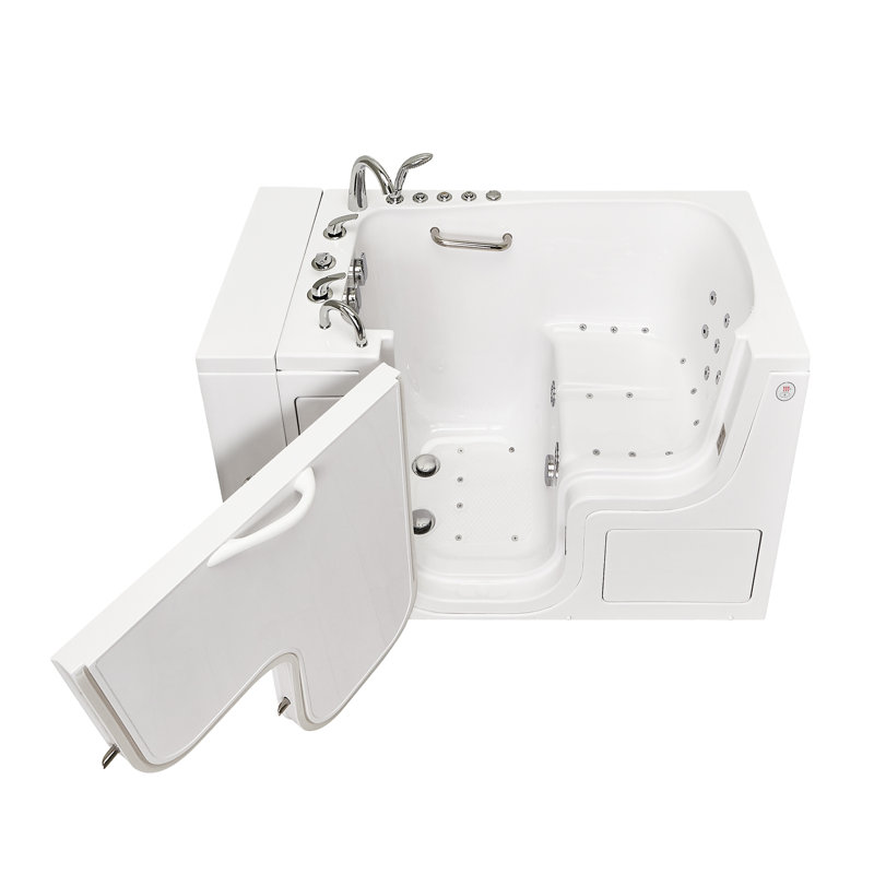 Ella Wheelchair Transfer 32"x52" Acrylic Air + Hydro Massage and Heated Seat Walk-In Bathtub