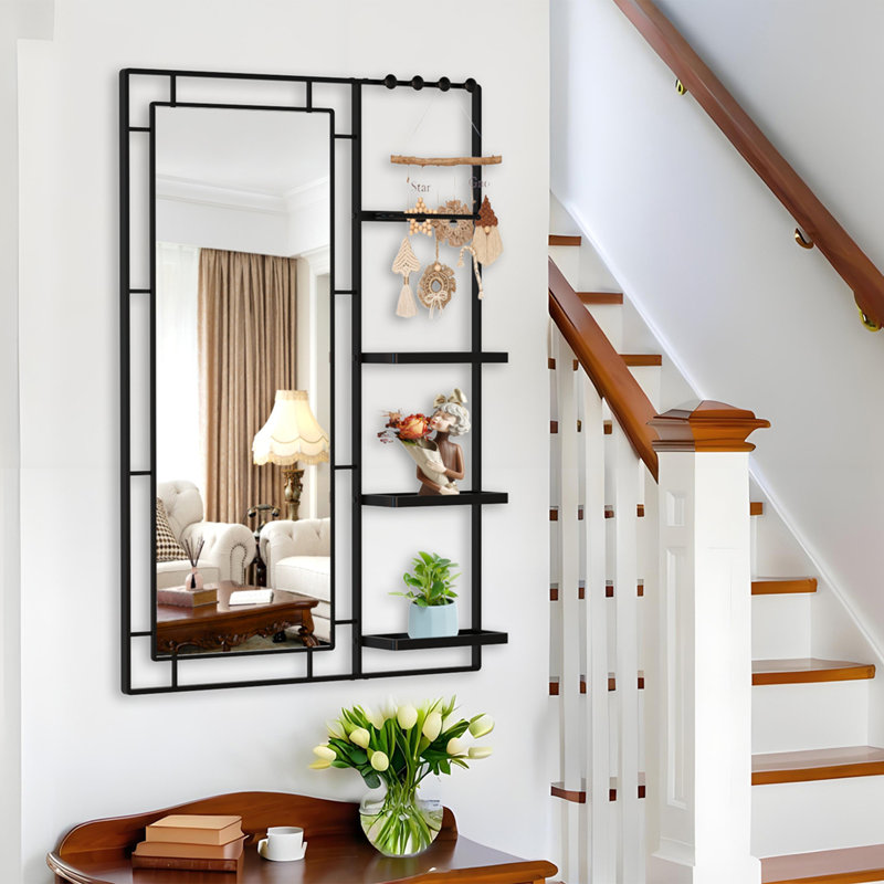 Modern Vanity Mirror with Multi-functional Shelf, 24" x 16"