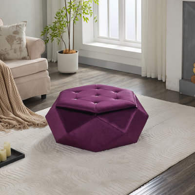 Velvet Fabric Tufted Storage Ottoman