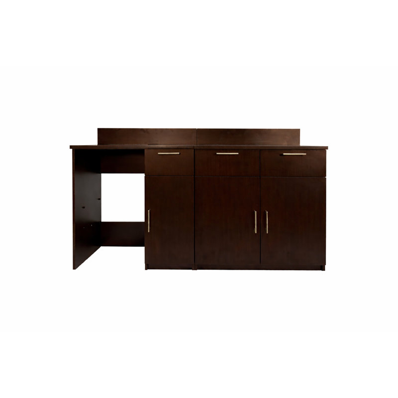 Office Breakroom Refreshment Cabinet with Mini Fridge Opening – Fully Assembled Commercial Coffee Station – 72" W x 24" D x 36" H