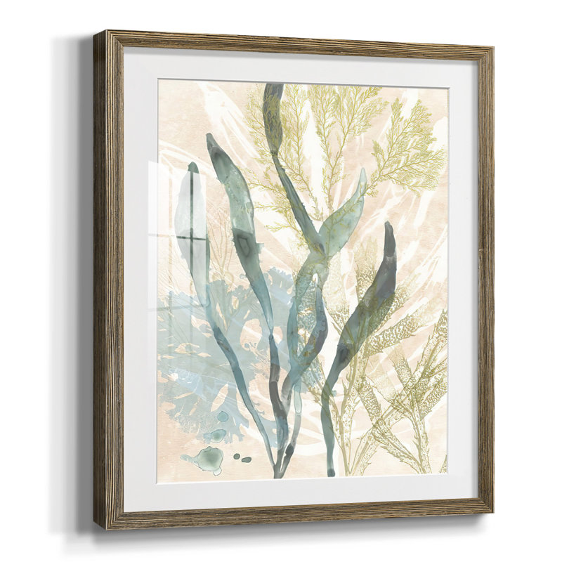 Blush Abstract IV, reproduction encadrée, Blanc, Papier avec cadre noyer