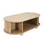 Table d'appoint de rangement ovale d'inspiration rétro, construction, porte pour l'efficacité de l'espace, plantes et accessoires à deux niveaux, convient à la table de chevet avec un design courbé organique, une surface à gratter, une porte de style classique,