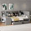 Lit de jour simple tapissier avec tiroirs, tablettes, armoires rabattables et table d'appoint-775768395