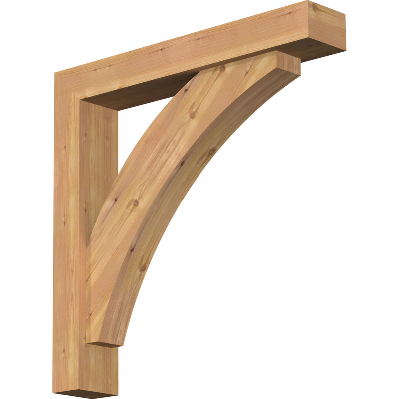 Thorton Block Bracket with Offset Brace, 5 1/2"W Western Red Cedar (Smooth), 32 x 32