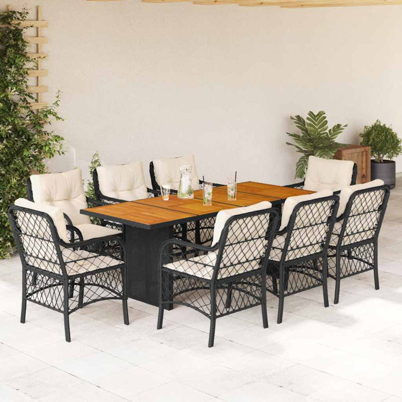  Garden Dining Set Black, Cream White
