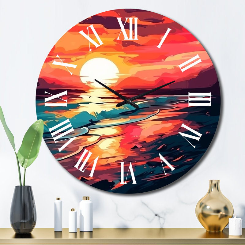 Horloge murale Sunset On The Beach, Grand