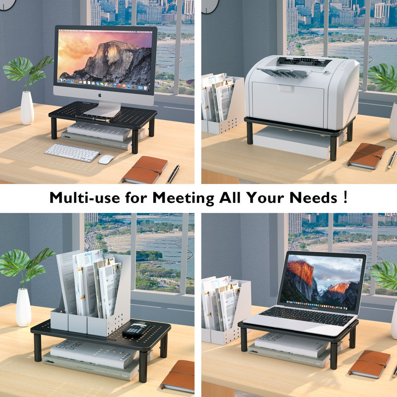Bazile Metal Monitor Stand, Black