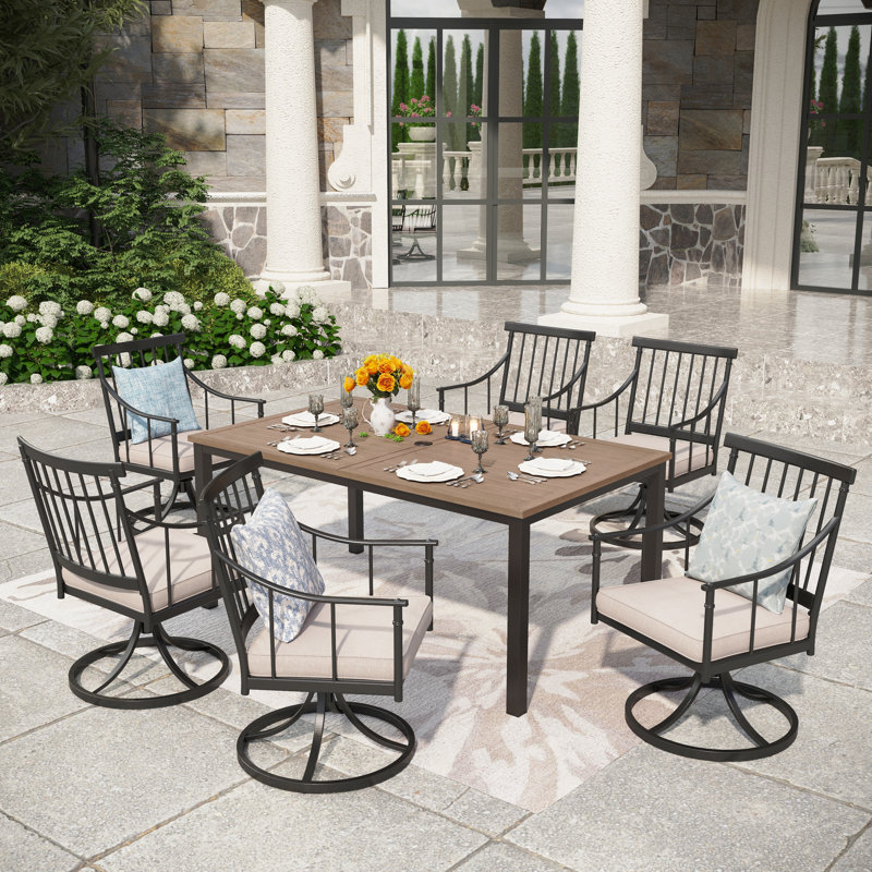 Aiona 6 - Person Patio Dining Set with Rectangular Table , Cushions Included