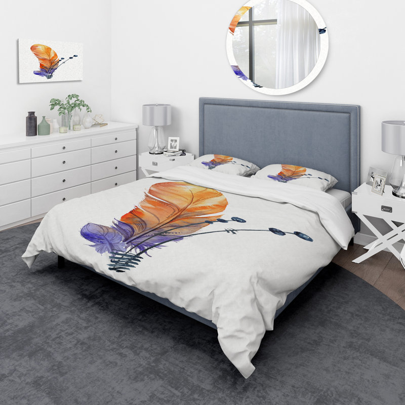 Ensemble de housse de couette bohème et éclectique de couleur orange animal