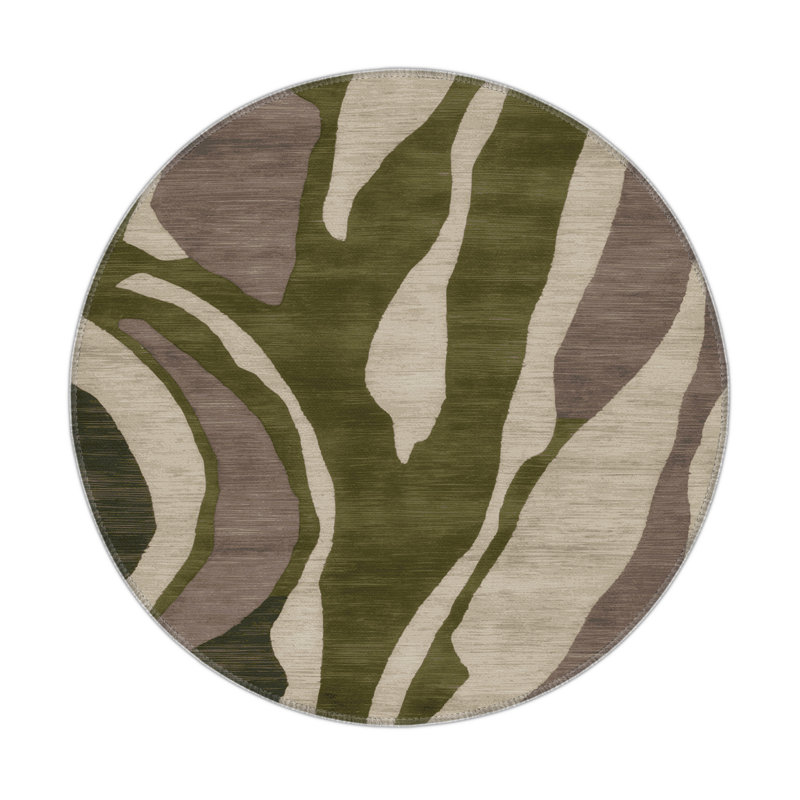 Watercolor Brown Indoor and Outdoor Area Rug, Round 5'