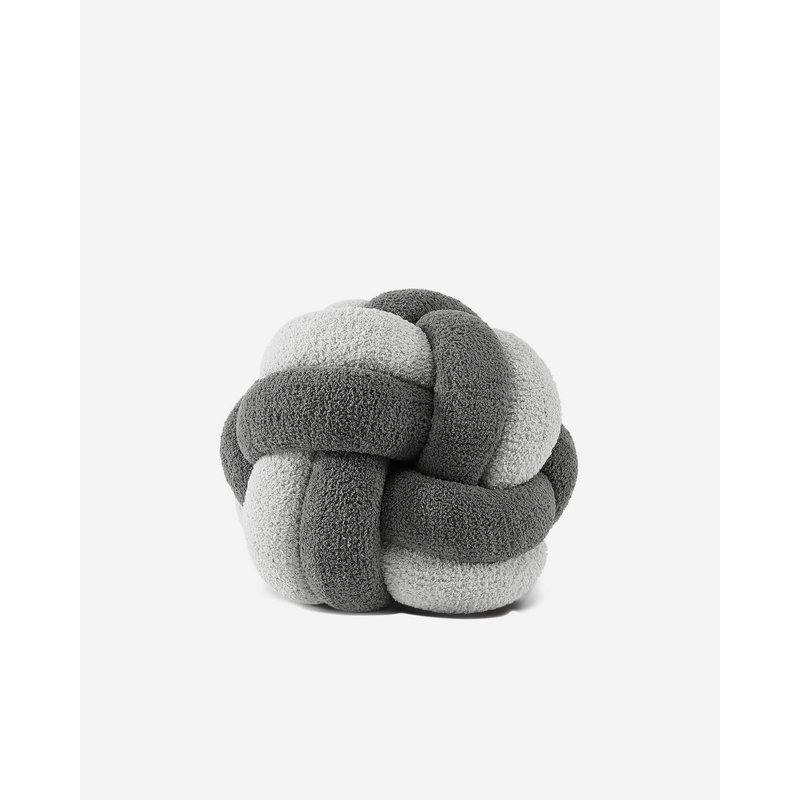 Knot Circular Pillow Cover & Insert, Granite/Cloud Gray