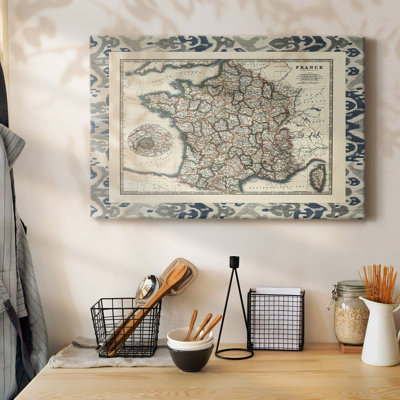 Bordered Map of France-Gallery Wrapped Canvas
