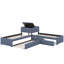 Lit plateforme tapissier simple avec lit gigogne, tiroirs et bureau