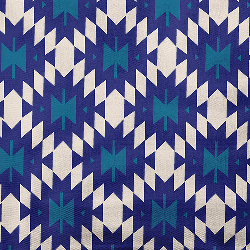 Coussin décoratif intérieur / extérieur Geo Craze, Bleu automne, 14 po x 20 po