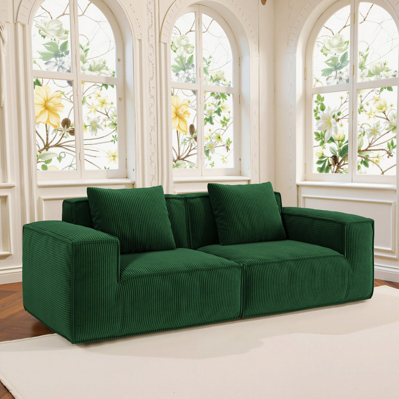 Canapé deux places pour l'intérieur, H 28,32 po x l 86,62 po x P 39,42 po, 2, Vert