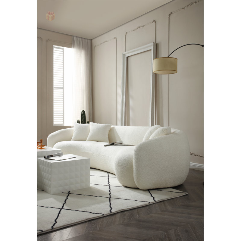 Canapé modulaire 102 pouces à 5 places avec canapé incurvé 102 pouces, Blanc