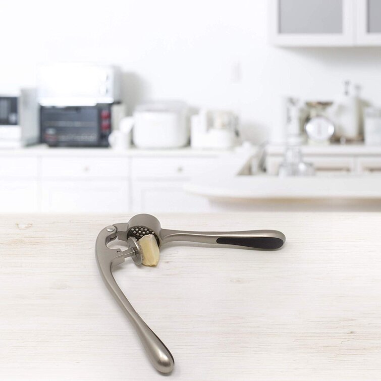 Zulay Kitchen Garlic Crusher Press Mincer Tool With Ergonomic Handle  (Silver)
