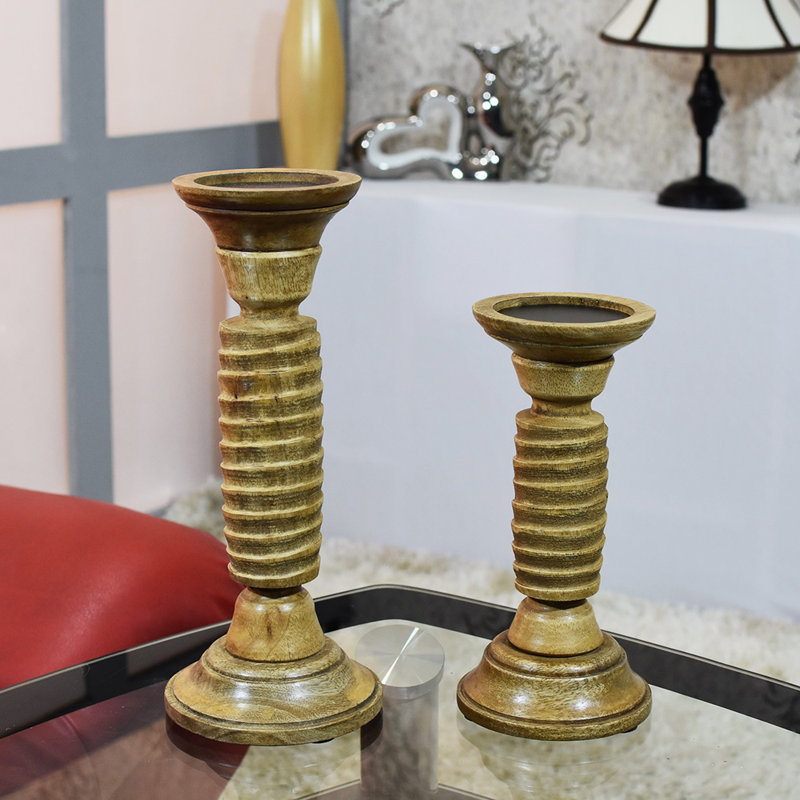 Wood Tabletop Candlestick